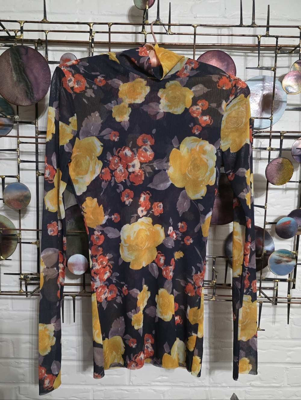 SWEAT PEA by STACEY FRATI |  Sheer Floral Top in Yellow, Red & Black